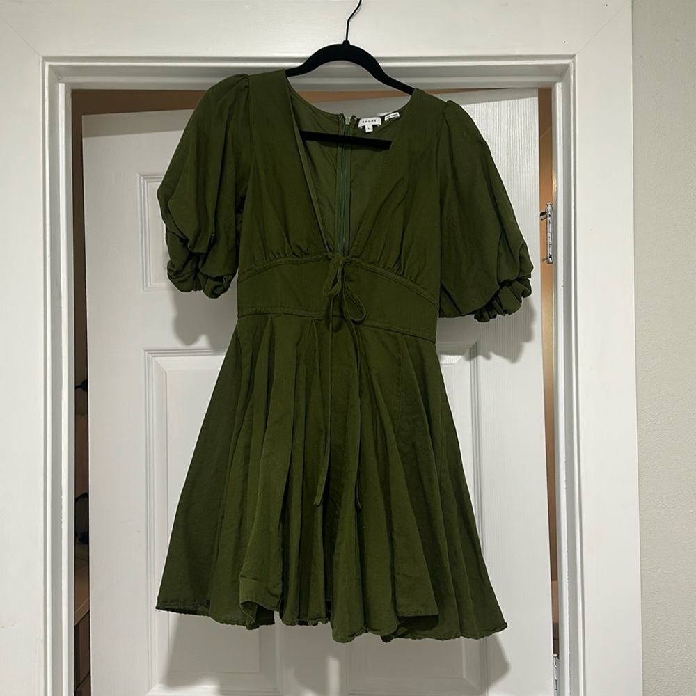 Green Linen Rhode Mini Dress